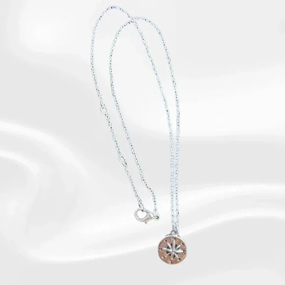 Silver Compass Star Pendant Necklace – Dainty Chain Celestial Jewelry - Picture 2 of 4
